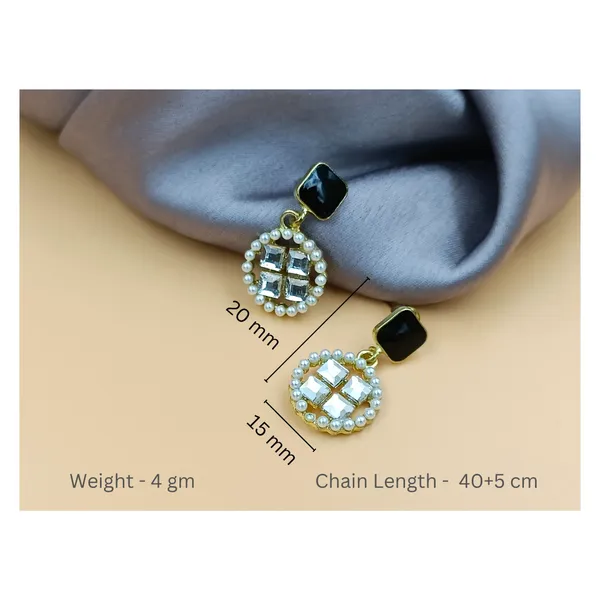 Black_colour_Pearl_Studded_Circular_Shape_Dangler_embolished_with_golden_Zircon_for_women_&_girls,_Stylish,_Fashionable,_Korean_Jewelry