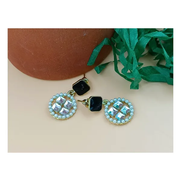 Black_colour_Pearl_Studded_Circular_Shape_Dangler_embolished_with_golden_Zircon_for_women_&_girls,_Stylish,_Fashionable,_Korean_Jewelry
