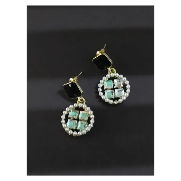 Black_colour_Pearl_Studded_Circular_Shape_Dangler_embolished_with_golden_Zircon_for_women_&_girls,_Stylish,_Fashionable,_Korean_Jewelry