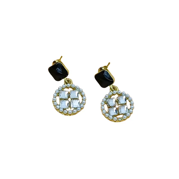 Black_colour_Pearl_Studded_Circular_Shape_Dangler_embolished_with_golden_Zircon_for_women_&_girls,_Stylish,_Fashionable,_Korean_Jewelry