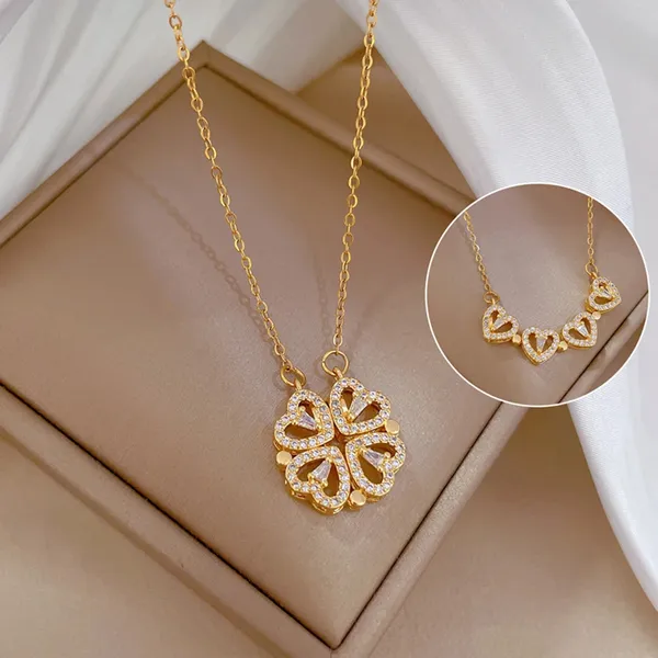 Magnetic_Four-Leaf_Clover_Heart_Necklace_|_2-in-1_Stainless_Steel_Gold_plated_Pendant_Chain_|_Women's_Trendy_&_Lucky_Charm_Jewelry