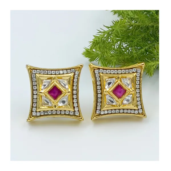Vibrant_Pink_colour_Square_Shape_Kundan_Earring_for_Women_&_Girls,_Stylish,_Traditional_&_wedding_earrings