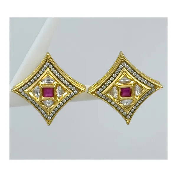 Vibrant_Pink_colour_Square_Shape_Kundan_Earring_for_Women_&_Girls,_Stylish,_Traditional_&_wedding_earrings