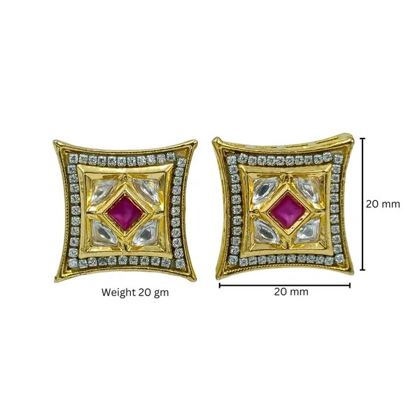 Vibrant_Pink_colour_Square_Shape_Kundan_Earring_for_Women_&_Girls,_Stylish,_Traditional_&_wedding_earrings