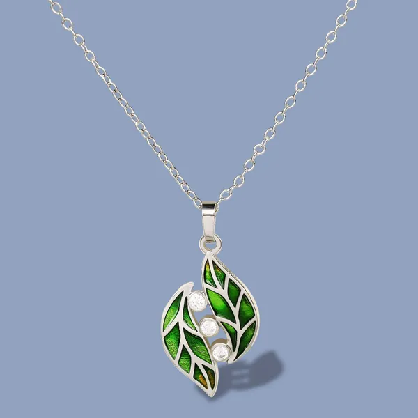 Handmade_Stainless_Steel_Enameled_Dual_leaf_Design_Pendant_Chain_For_Girls_&_Women,_Stylish_Fashinable_Western_Jewellery