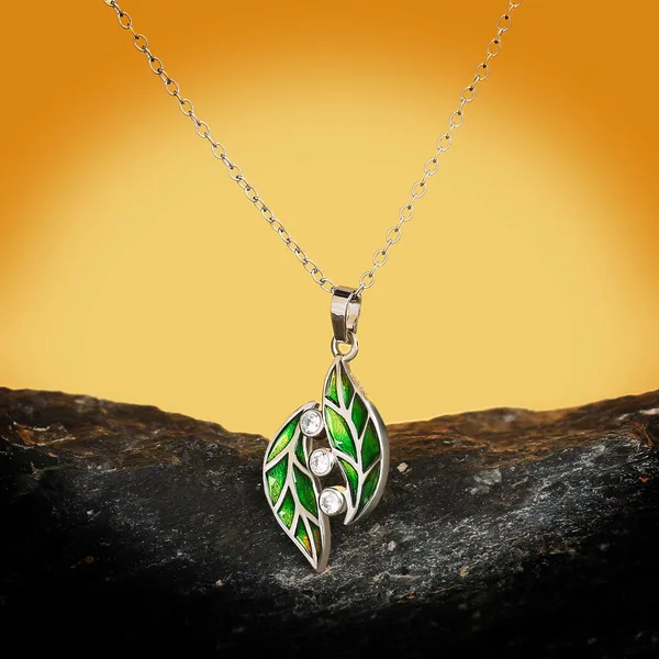 Handmade_Stainless_Steel_Enameled_Dual_leaf_Design_Pendant_Chain_For_Girls_&_Women,_Stylish_Fashinable_Western_Jewellery