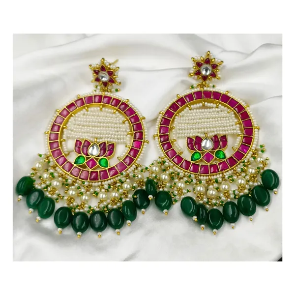 Circular_Shape_Lotus_design_Paachi_Kundan_Earring_for_Women_&_Girls,_Traditional_Jewellery,_Festive_Jewellery