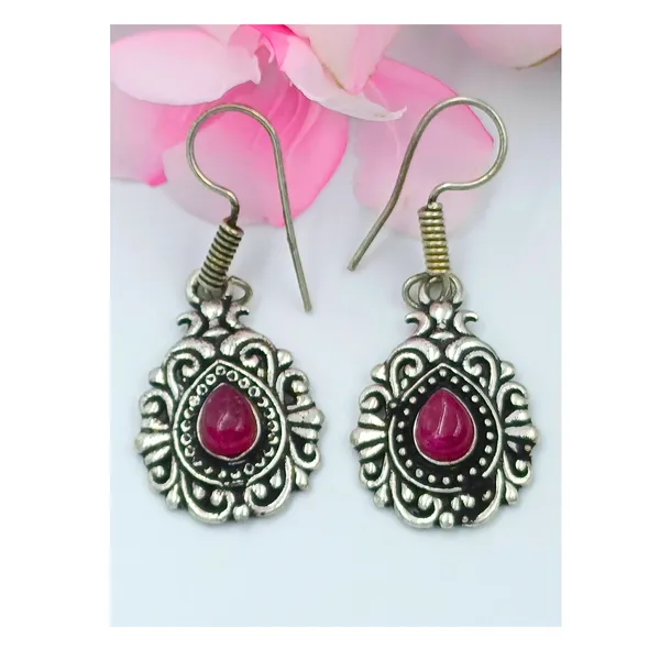 Red_stone_Oxidized_Traditional_Dangler_Earring_For_Women_&_Girls_|_Stylish_&_Fashionable_Earing
