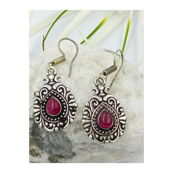 Red_stone_Oxidized_Traditional_Dangler_Earring_For_Women_&_Girls_|_Stylish_&_Fashionable_Earing
