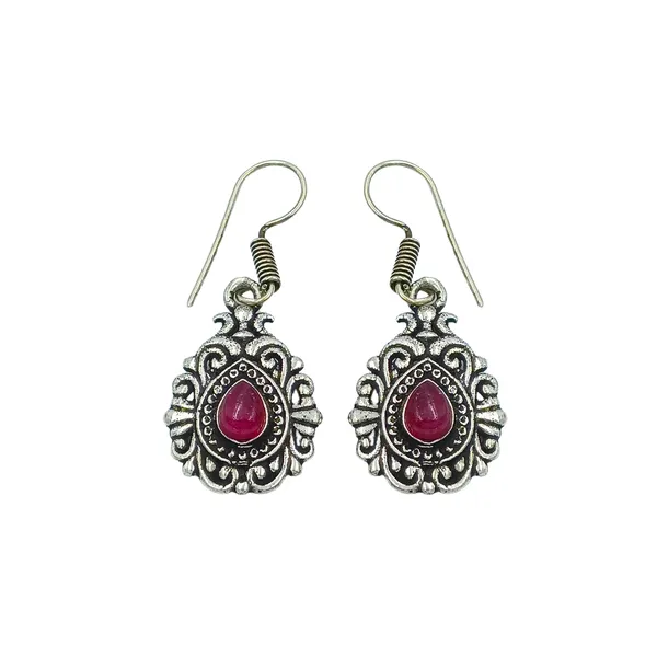 Red_stone_Oxidized_Traditional_Dangler_Earring_For_Women_&_Girls_|_Stylish_&_Fashionable_Earing