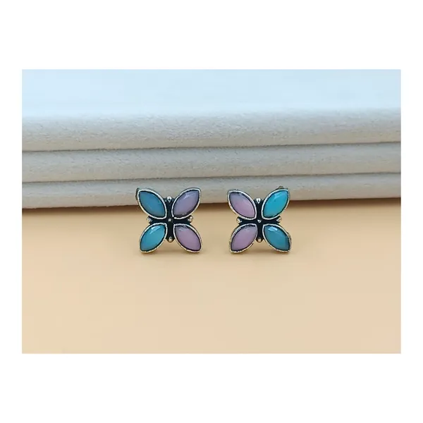 Simple_Floral_Petals_Design_Pink_&_Blue_Oxidised_Stud_for_women_&_girls,_Stylish_Fashionable_Earring