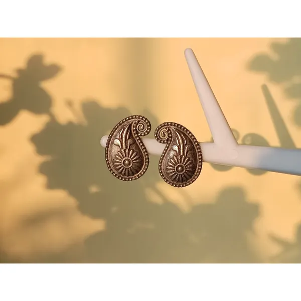 Silver_Look_Alike_Self_crafted_Pasley_design_Oxidized_Stud_for_Girls_&_Women,_Stylish_fashionable_traditional_jewellery
