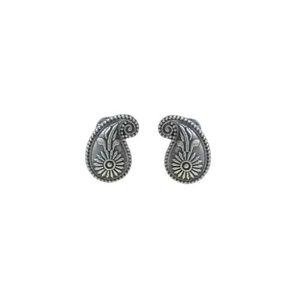 Silver_Look_Alike_Self_crafted_Pasley_design_Oxidized_Stud_for_Girls_&_Women,_Stylish_fashionable_traditional_jewellery