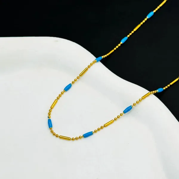 Light_Luxury_Vintage_18K_Gold_Plated_Turquoise_Beaded_Stainless_Steel_Necklace_|_Women's_INS_Jewelry_for_Daily_&_Office_Wear,_Best_Gift