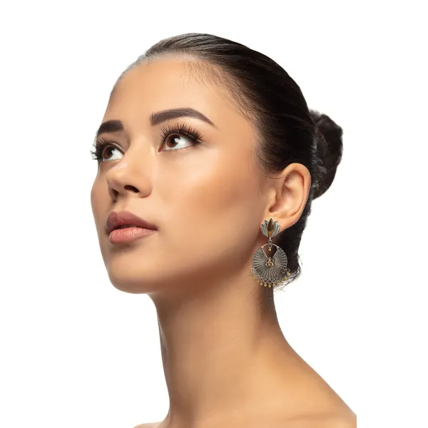 Dual_tone_Lotus_&_Ganesh_Ji_style_German_Silver_Dangler_for_Women_&_Girls,_Stylish_fashionable_traditional_Earring