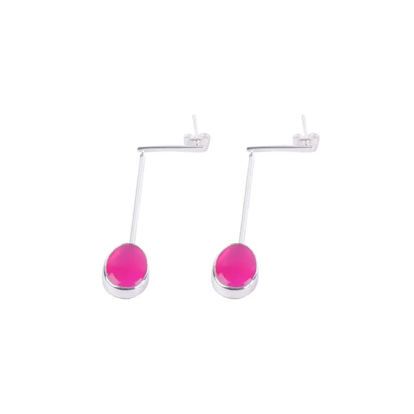 Drop_style_Long_Fuchsia_Chalcedony_earring_for_Girls_&_Women,_Stylish_Fashionable_Earring