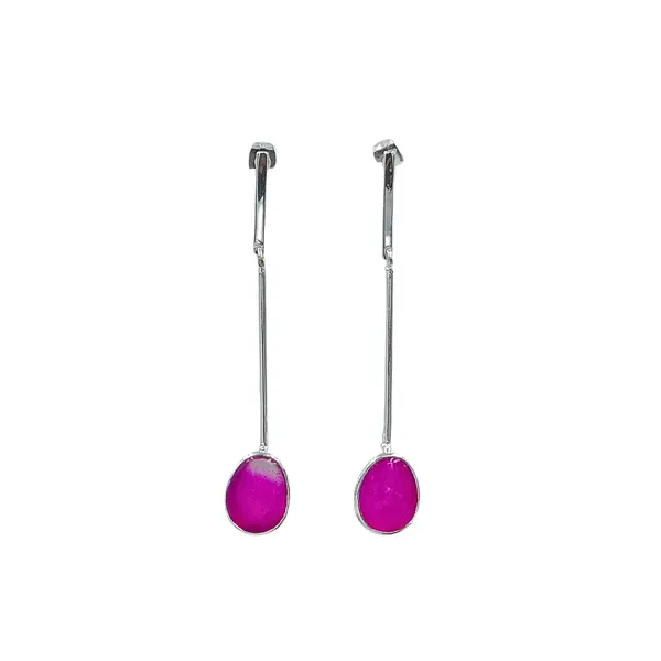 Drop_style_Long_Fuchsia_Chalcedony_earring_for_Girls_&_Women,_Stylish_Fashionable_Earring