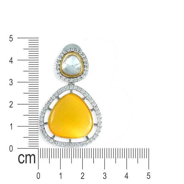 Stylish_Yellow_colour_triangular_shape_Kundan_Earing_for_Women,_Traditional,_Fashionable_Jewelleries