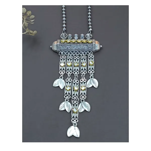 Dual_Tone_Drop_style_Long_Oxidized_Pendant_Chain_for_Women_&_Girls