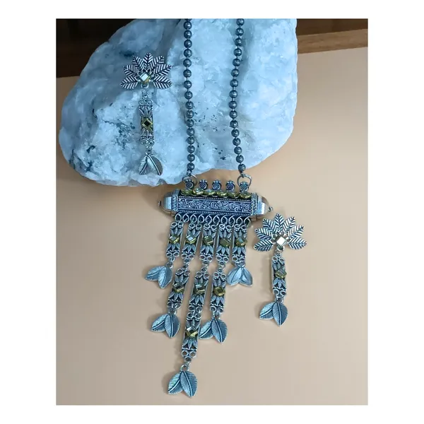 Dual_Tone_Drop_style_Long_Oxidized_Pendant_Chain_for_Women_&_Girls