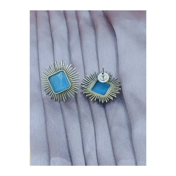 Aqua_Blue_Silver_Look_Alike_Sun_Rays_Design_Oxidised_Stud_For_Women_&_Girls,_Beautiful_Traditional_Earrings