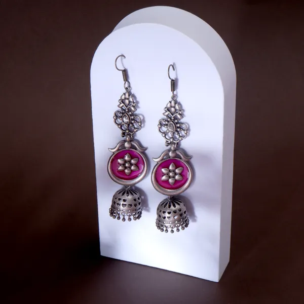 Red_Premium_Quality_Pink_Enamel_Painted_Designer_Long_Jhumka_For_Women_&_Girls