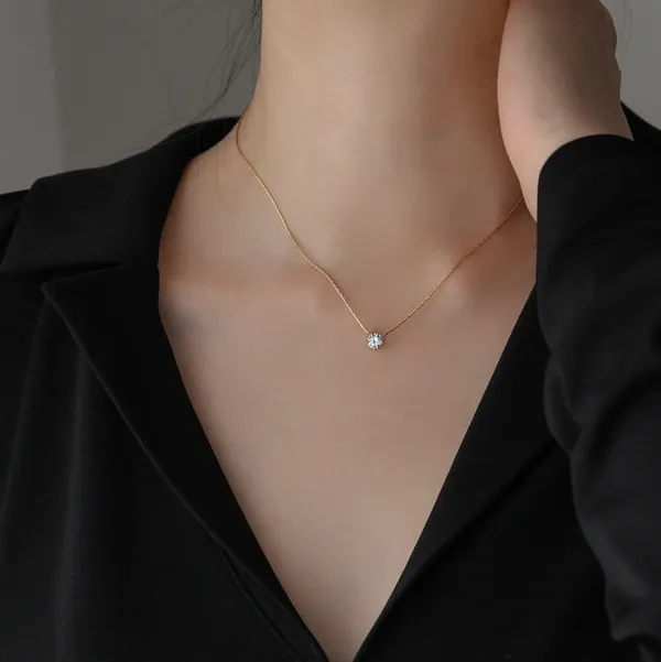 White_Six_Claws_Zircon_Stainless_Steel_Anti-Tarnish_Pendant_Necklace_–_Stylish_Western_Jewelry_for_Women_&_Girls