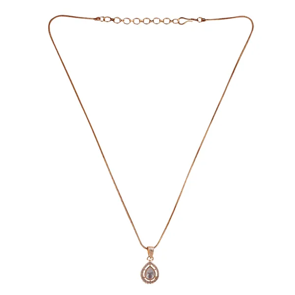 Gold_Fashionable_Water_Drop_Kundan_Pendant_Earring_Chain_Jewellery_Set_For_Women_And_Girls