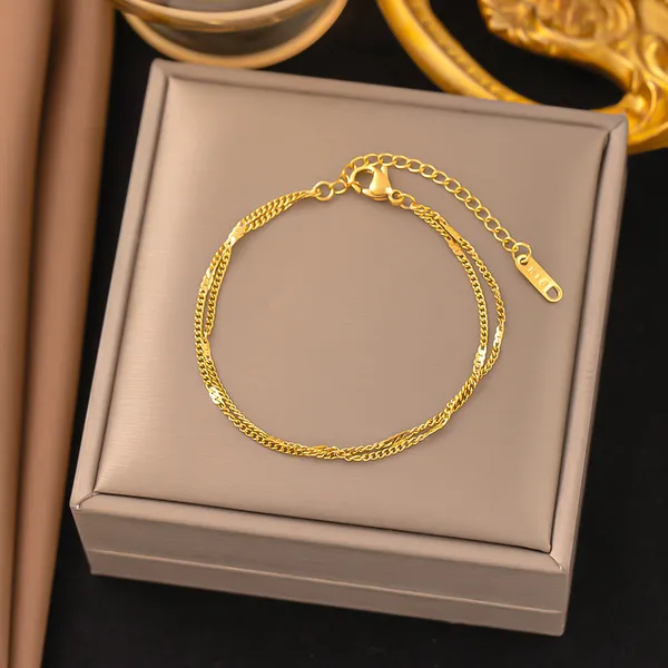 Double_design_Feminine_titanium_steel_side_flat_chain_bracelet_For_Girls_&_Women