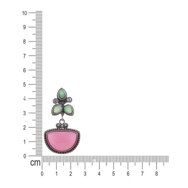 Pink_&_mint_green_Leaf_design_Oxidized_Dangler_for_Women_&_Girls,_Stylish_fashionable_earring