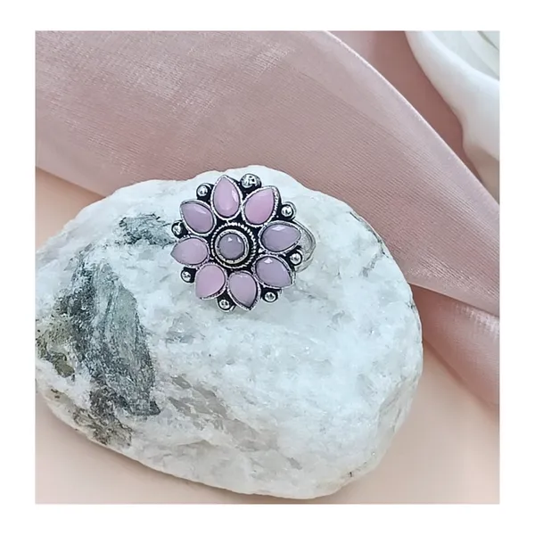 Pink_Light_Pink_Colour_Floral_Design_Oxidized_Pendant_Set_For_Women_&_Girls
