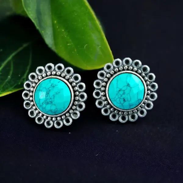Torquise_Turquoise_Colour_Floral_Style_Stud