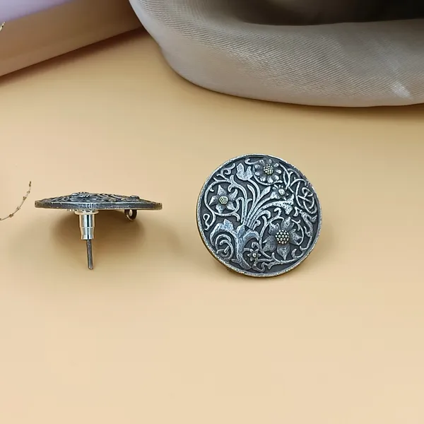 Beautiful_tribal_style_self_crafted_Floral_design_Silver_look_alike_oxidised_Stud_for_Women_&_girls