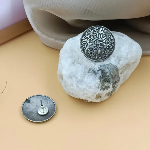 Beautiful_tribal_style_self_crafted_Floral_design_Silver_look_alike_oxidised_Stud_for_Women_&_girls