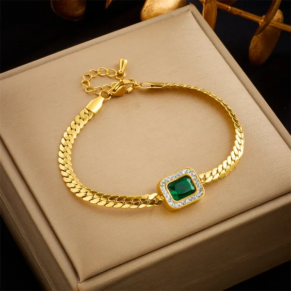Square_Green_&_White_Zircon_Titanium_Steel_Bracelet_–_Stylish_Jewelry_for_Women_&_Girls
