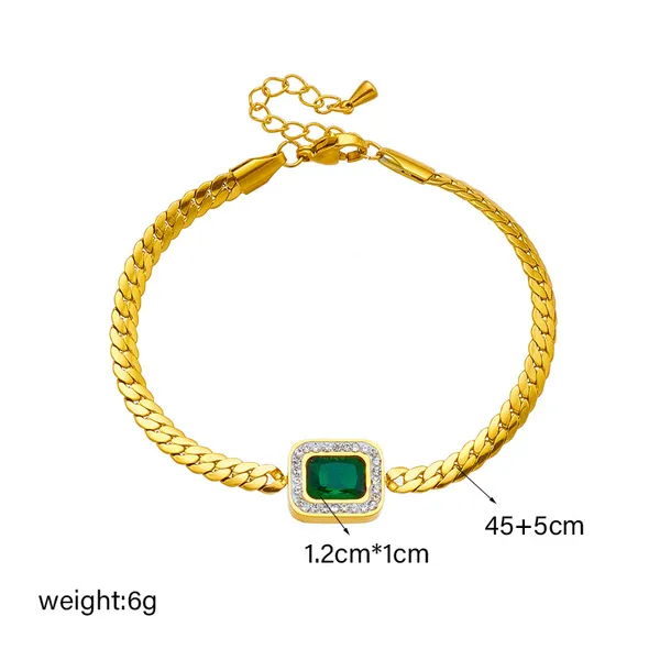 Square_Green_&_White_Zircon_Titanium_Steel_Bracelet_–_Stylish_Jewelry_for_Women_&_Girls