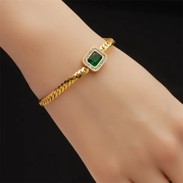 Square_Green_&_White_Zircon_Titanium_Steel_Bracelet_–_Stylish_Jewelry_for_Women_&_Girls
