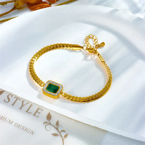 Square_Green_&_White_Zircon_Titanium_Steel_Bracelet_–_Stylish_Jewelry_for_Women_&_Girls