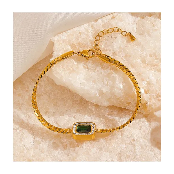 Square_Green_&_White_Zircon_Titanium_Steel_Bracelet_–_Stylish_Jewelry_for_Women_&_Girls