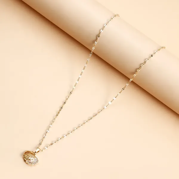 Pear_Inside_Shell_design_Titanium_Steel_Pendant_Chain_For_Women_&_Girls,_Stylish_Fashionable_western_Jewellery