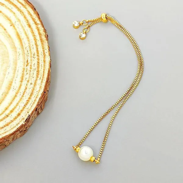Anti_Tarnish_gold_draw_pearl_zircon_Stainless_Steel_bracelet_For_Girls_&_Women,_Stylish_Western_wear