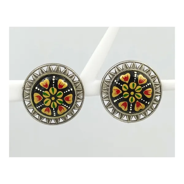 Black_Silver_Look_Alike_Minakari_Hand_Painted_Stud_For_Women_&_Girls