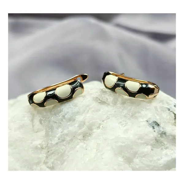 Black_&_White_Black_&_White_Polka_Dot_Painted_Hoop_With_Rose_Gold_Polish_For_Women_&_Girls.