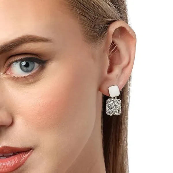 White_Shade_Fashionable_Stylish_Square_shape_White_zircon_studded_Korean__earring_for_Girls_&_Women,_Korean_Jewellery