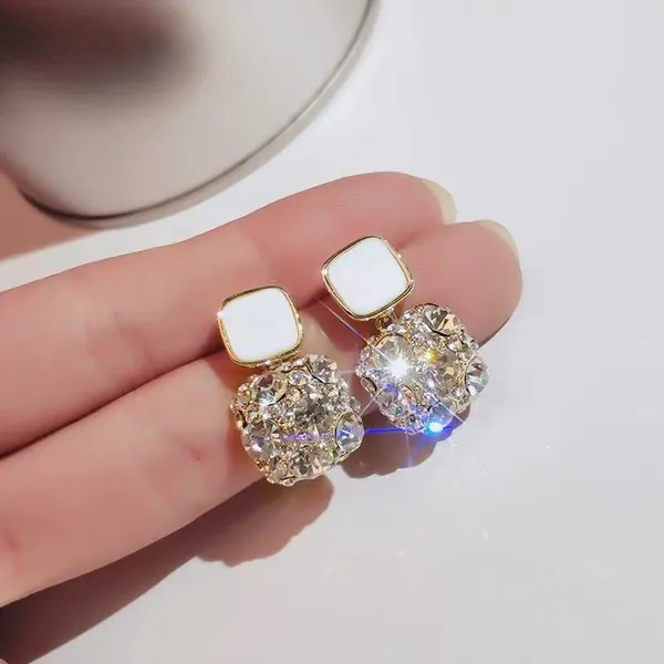 White_Shade_Fashionable_Stylish_Square_shape_White_zircon_studded_Korean__earring_for_Girls_&_Women,_Korean_Jewellery