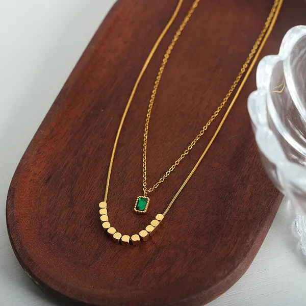 Green_Zircon_Pendant_with_Double_Layer_Stainless_steel_Pendant_chain_for_Women_&_Girls,_Fashionable_western_style_Jewellery