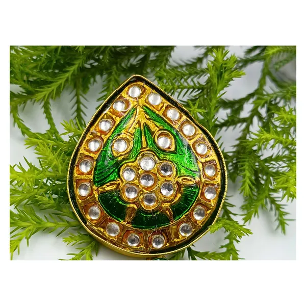 Hand_Made_Green_&_Golden_colour_Enamel_Paint_Minakari_Dangler_for_Girls_&_Women,_Stylish_Traditional_Jewellery