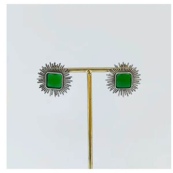 Green_Colour_Silver_Look_Alike_Sun_Rays_Design_Oxidised_Stud_For_Women_&_Girls