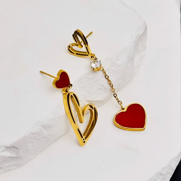 Red_Asymmetrical_Red_Heart_Titanium_Steel_Necklace_Set_With_Earrings_For_Girls_&_Women