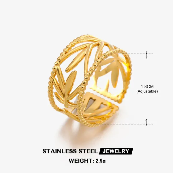 Vintage_Gold_Leaf_Ring_|_Adjustable_Stainless_Steel_|_Nature_Inspired_Jewelry_for_Women_&_Girls